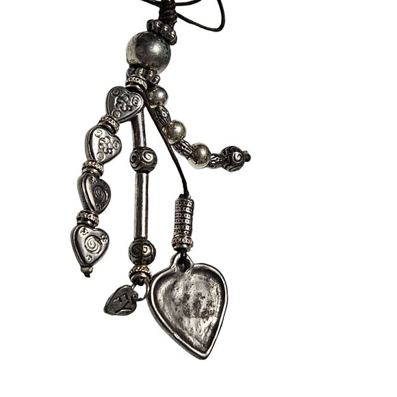 Boho Beaded Heart Pendant Cord Necklace Silver Tone Charms Fashion Jewelry Women - Picture 5 of 7